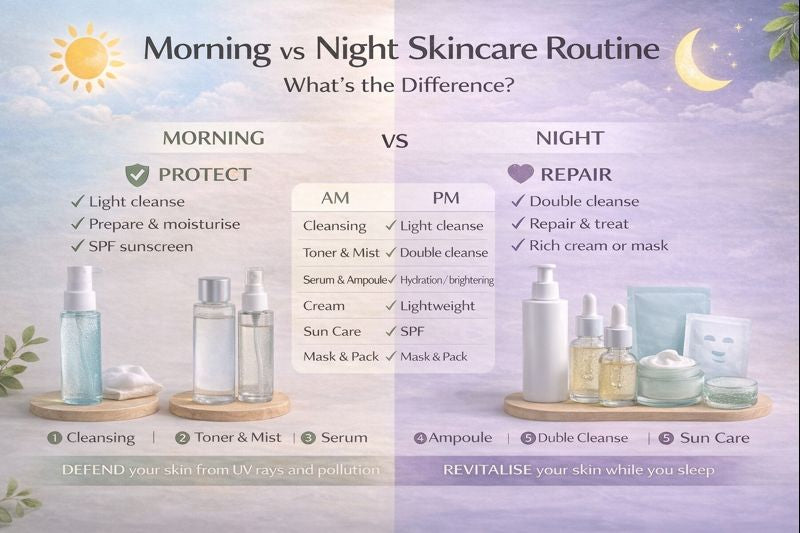Morning vs Night Skincare Routine